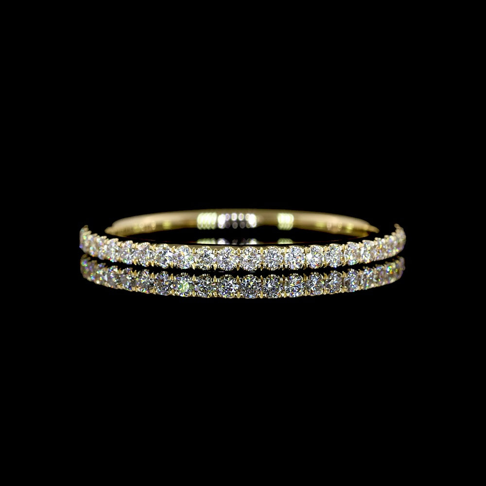 14K Yellow Gold 3/4 Eternity Band with Pave Set Round Lab Diamonds - 0.25 Carat Total Diamond Weight, E-F Color VS2 Clarity - Covaloro Fine Jewelry