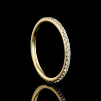 14K Yellow Gold 3/4 Eternity Band with Pave Set Round Lab Diamonds - 0.25 Carat Total Diamond Weight, E-F Color VS2 Clarity - Covaloro Fine Jewelry