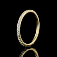 14K Yellow Gold 3/4 Eternity Band with Pave Set Round Lab Diamonds - 0.25 Carat Total Diamond Weight, E-F Color VS2 Clarity - Covaloro Fine Jewelry