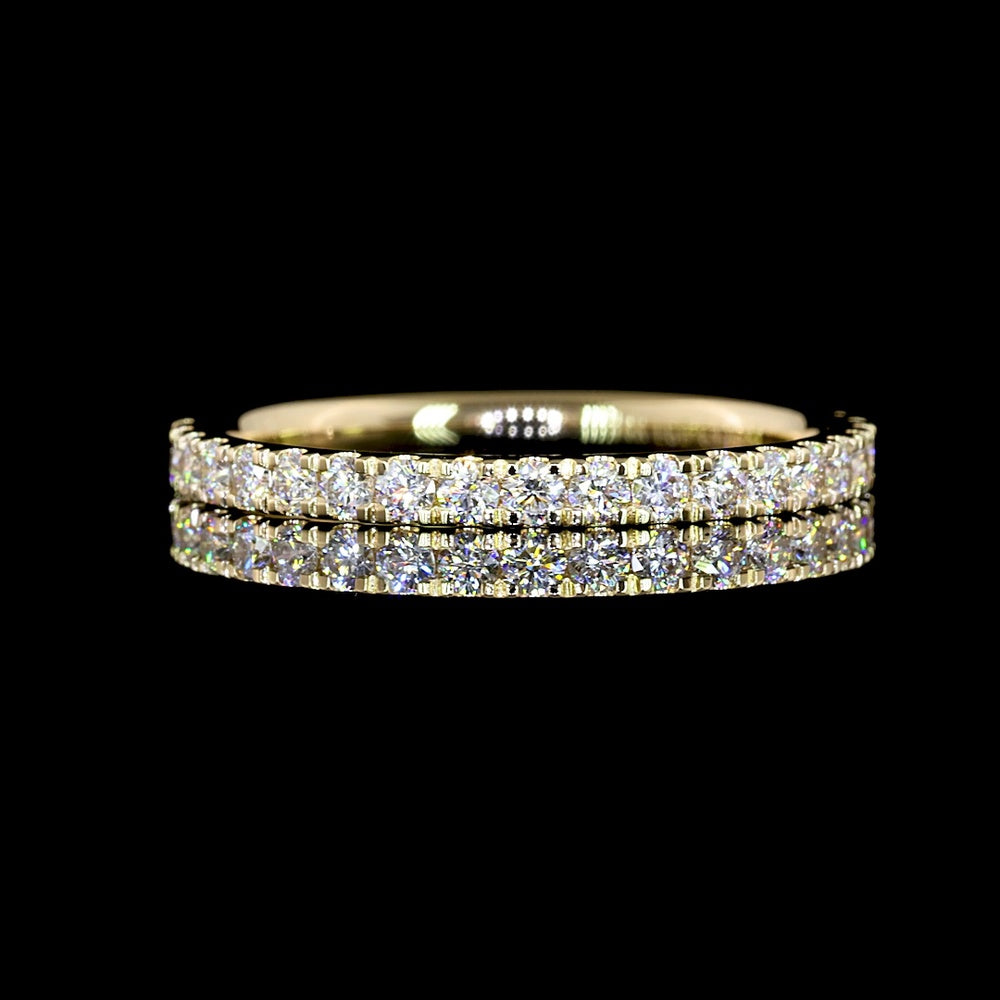 14K Yellow Gold 3/4 Eternity Band with Pave Set Round Lab Diamonds - 0.42 Carat Total Weight - Covaloro Fine Jewelry