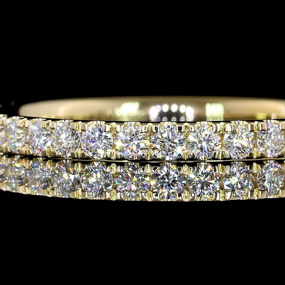 14K Yellow Gold 3/4 Eternity Band with Pave Set Round Lab Diamonds - 0.42 Carat Total Weight - Covaloro Fine Jewelry