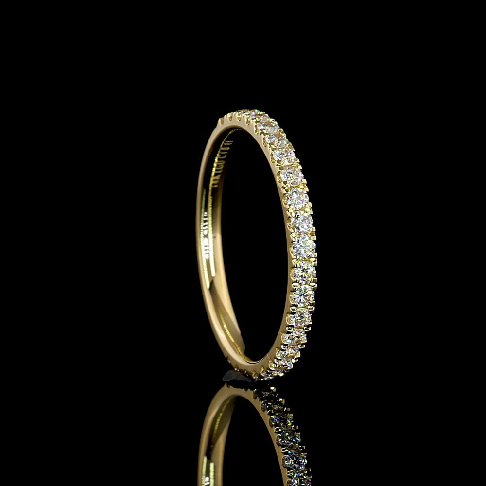 14K Yellow Gold 3/4 Eternity Band with Pave Set Round Lab Diamonds - 0.42 Carat Total Weight - Covaloro Fine Jewelry