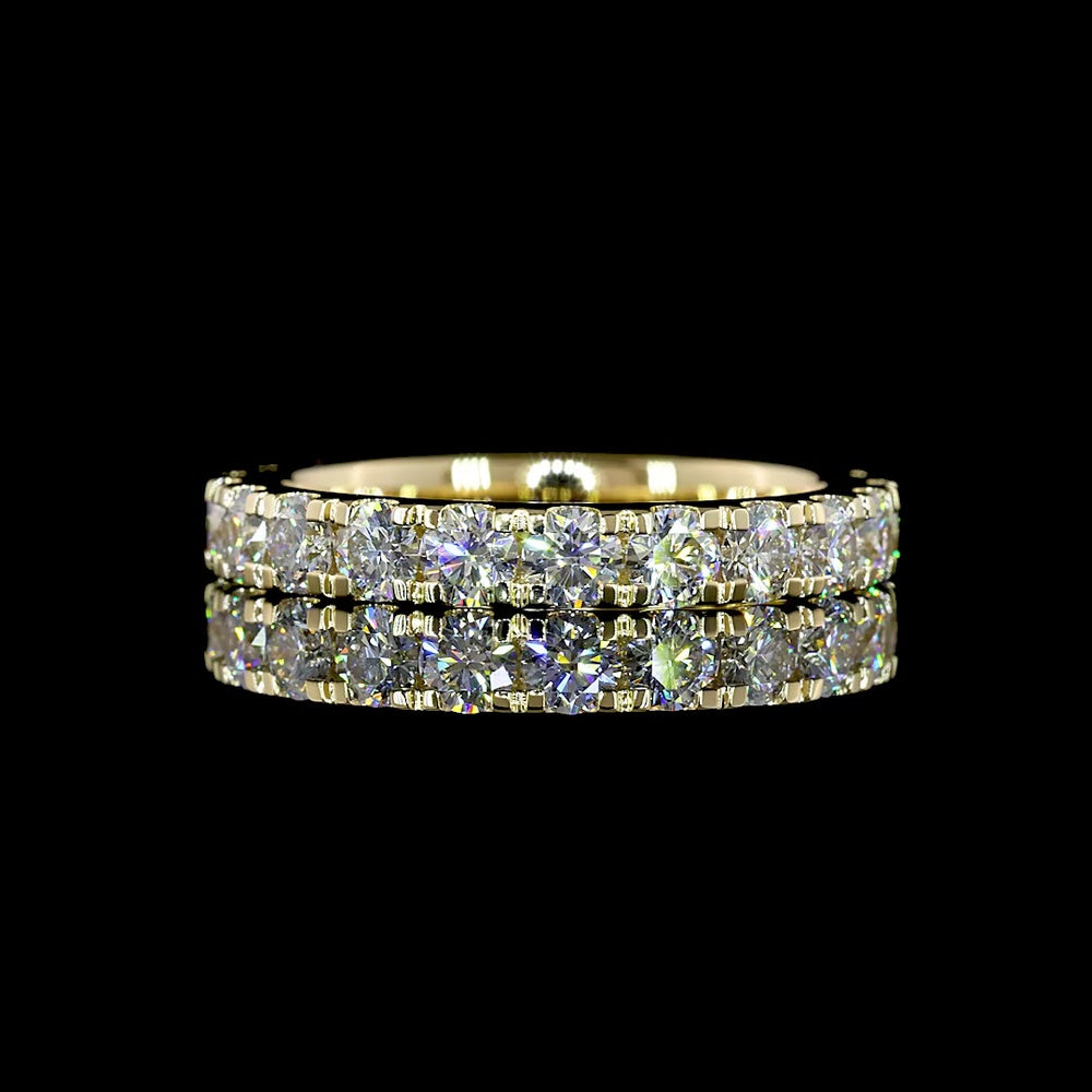 14K Yellow Gold 3/4 Eternity Band with Pave Set Round Lab Grown Diamonds - 1.48 Carats Total Diamond Weight - Covaloro Fine Jewelry