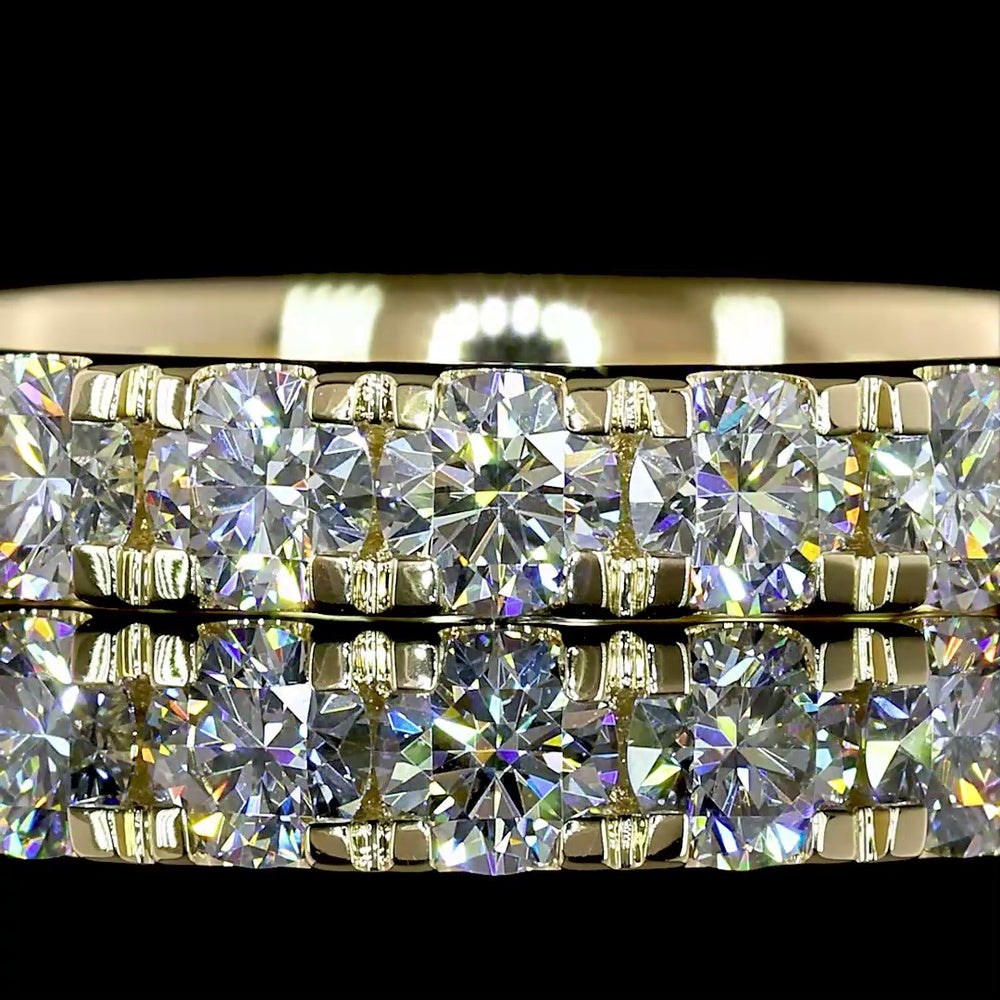 14K Yellow Gold 3/4 Eternity Band with Pave Set Round Lab Grown Diamonds - 1.48 Carats Total Diamond Weight - Covaloro Fine Jewelry