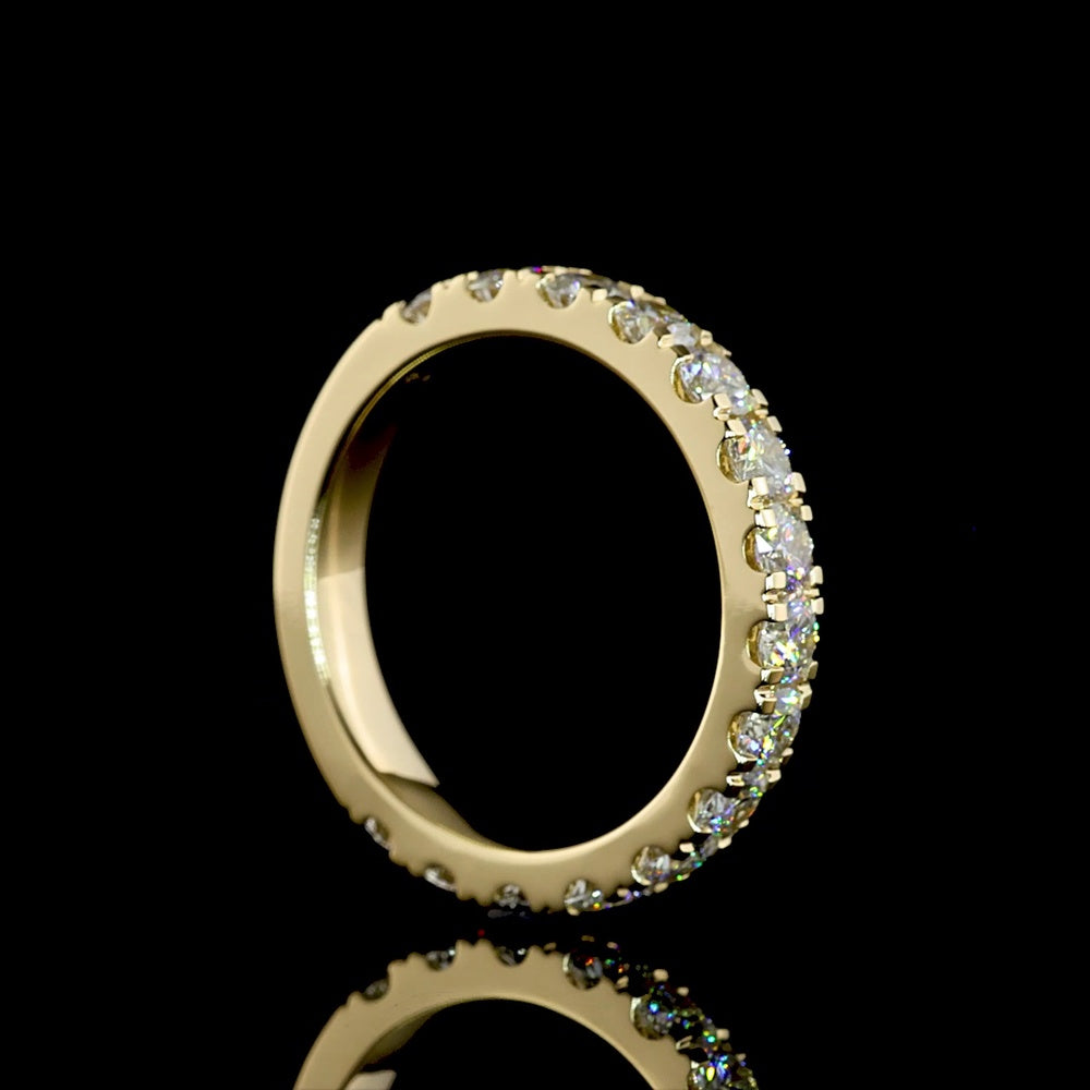 14K Yellow Gold 3/4 Eternity Band with Pave Set Round Lab Grown Diamonds - 1.48 Carats Total Diamond Weight - Covaloro Fine Jewelry