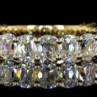 14K Yellow Gold 3/4 Eternity Band with Prong Set Antique Cushion Cut Lab Diamonds - 3.17 Carat Total Diamond Weight - Covaloro Fine Jewelry