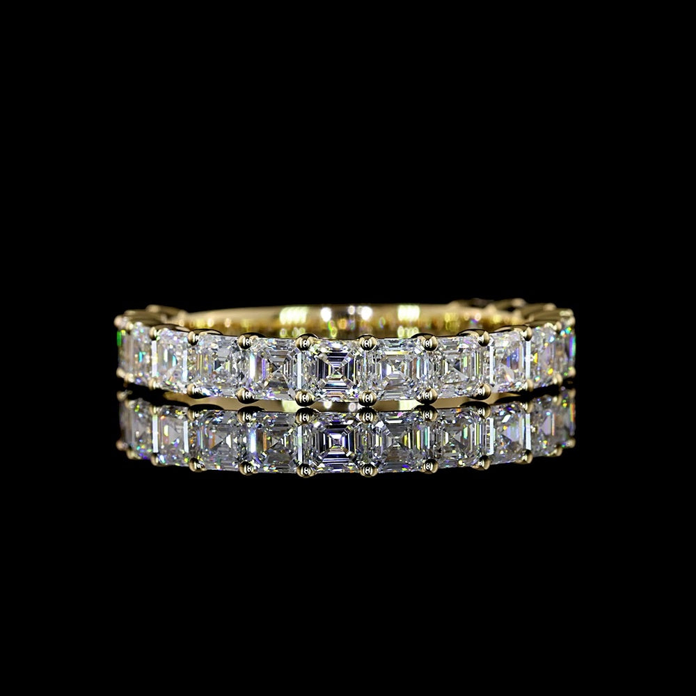 14K Yellow Gold 3/4 Eternity Band with Prong-Set Asscher Cut Lab Diamonds - 1.83 Carat Total Weight - Covaloro Fine Jewelry