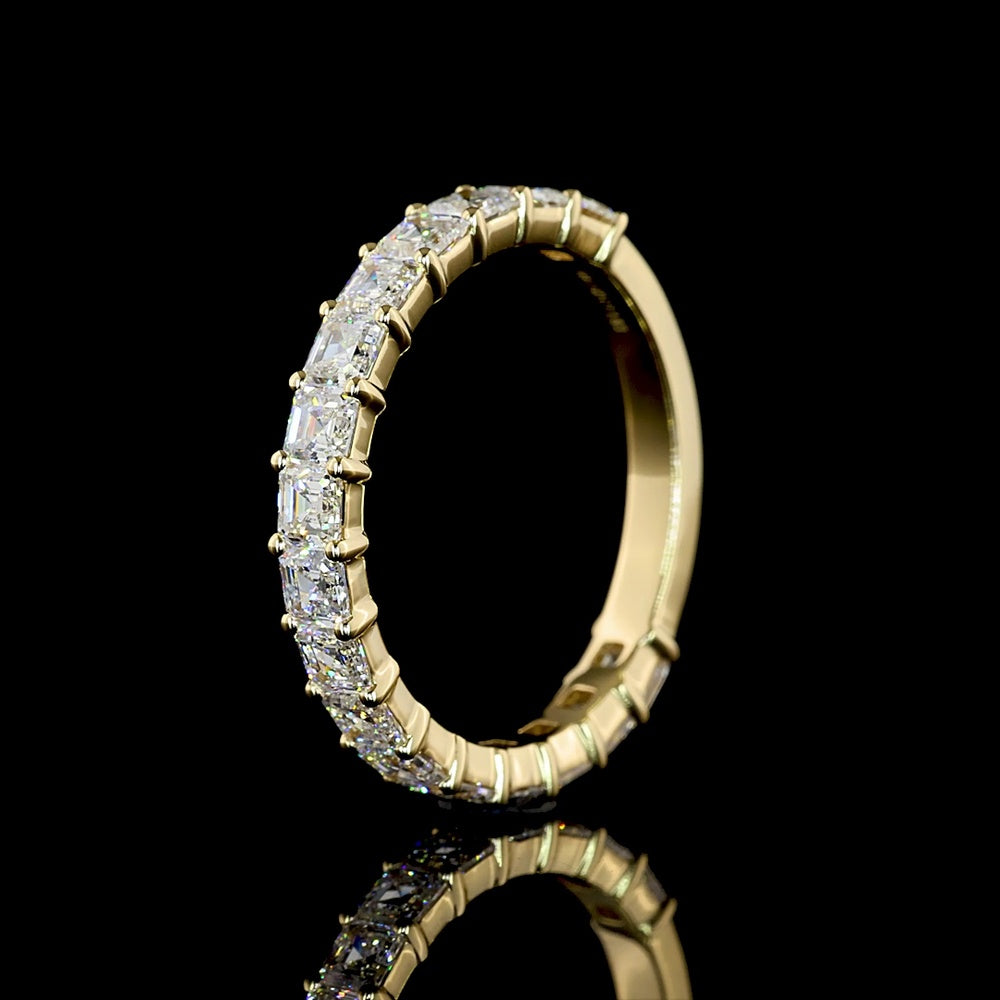 14K Yellow Gold 3/4 Eternity Band with Prong-Set Asscher Cut Lab Diamonds - 1.83 Carat Total Weight - Covaloro Fine Jewelry