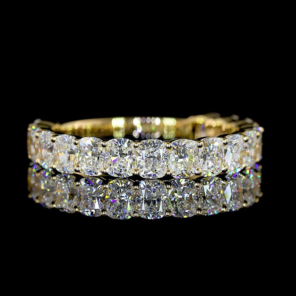 14K Yellow Gold 3/4 Eternity Band with Prong Set Cushion Brilliant Cut Lab Diamonds - 1.88 Carat Total Weight (Visible Face) - Covaloro Fine Jewelry
