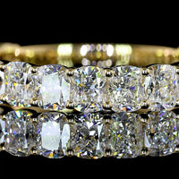 14K Yellow Gold 3/4 Eternity Band with Prong Set Cushion Brilliant Cut Lab Diamonds - 1.88 Carat Total Weight (Visible Face) - Covaloro Fine Jewelry