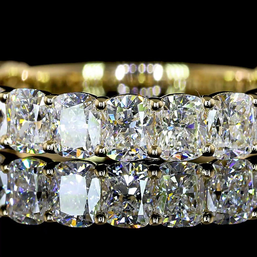 14K Yellow Gold 3/4 Eternity Band with Prong Set Cushion Brilliant Cut Lab Diamonds - 1.88 Carat Total Weight (Visible Face) - Covaloro Fine Jewelry