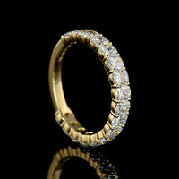 14K Yellow Gold 3/4 Eternity Band with Prong Set Cushion Brilliant Cut Lab Diamonds - 1.88 Carat Total Weight (Visible Face) - Covaloro Fine Jewelry