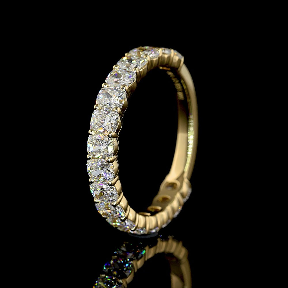14K Yellow Gold 3/4 Eternity Band with Prong Set Cushion Brilliant Cut Lab Diamonds - 1.88 Carat Total Weight (Visible Face) - Covaloro Fine Jewelry