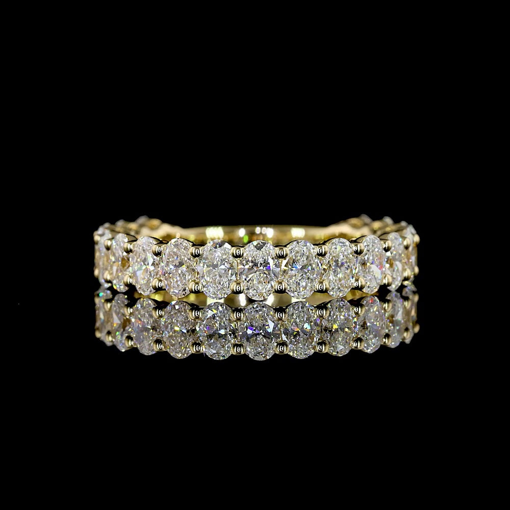 14K Yellow Gold 3/4 Eternity Band with Prong Set Oval Cut Lab Diamonds - 1.83 Carats Total Diamond Weight - Covaloro Fine Jewelry
