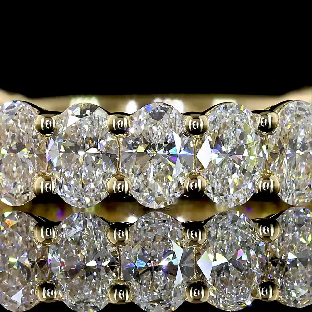 14K Yellow Gold 3/4 Eternity Band with Prong Set Oval Cut Lab Diamonds - 1.83 Carats Total Diamond Weight - Covaloro Fine Jewelry