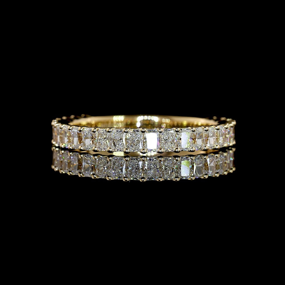 14K Yellow Gold 3/4 Eternity Band with Prong Set Radiant Cut Lab Diamonds - 1.10 Carat Total Weight E-F VS1 - Covaloro Fine Jewelry