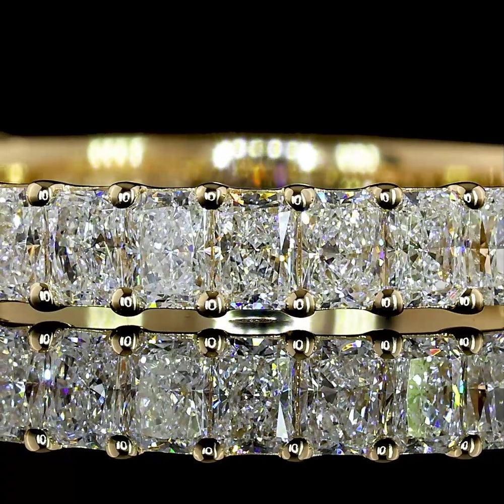 14K Yellow Gold 3/4 Eternity Band with Prong Set Radiant Cut Lab Diamonds - 1.10 Carat Total Weight E-F VS1 - Covaloro Fine Jewelry