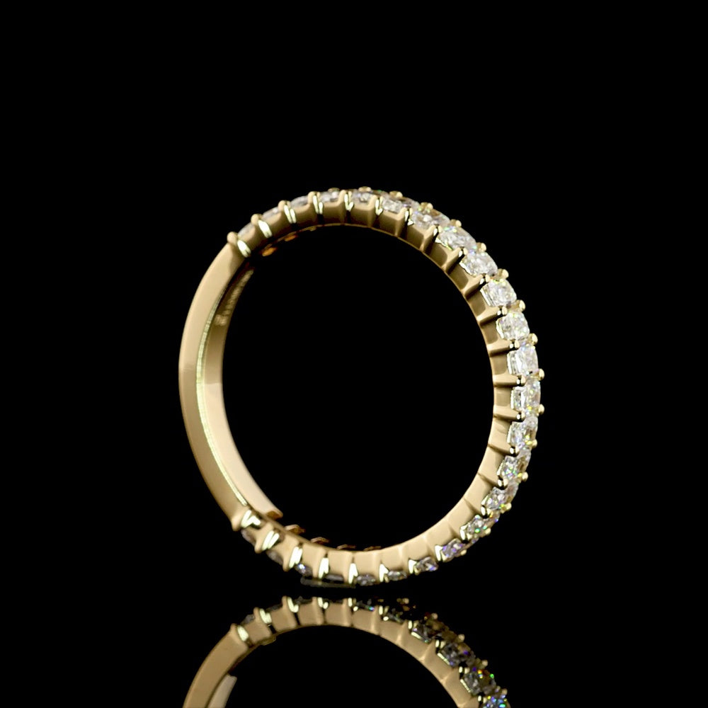 14K Yellow Gold 3/4 Eternity Band with Prong Set Radiant Cut Lab Diamonds - 1.10 Carat Total Weight E-F VS1 - Covaloro Fine Jewelry