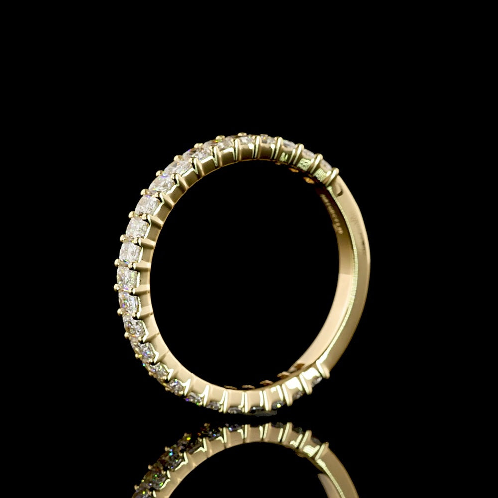 14K Yellow Gold 3/4 Eternity Band with Prong Set Radiant Cut Lab Diamonds - 1.10 Carat Total Weight E-F VS1 - Covaloro Fine Jewelry