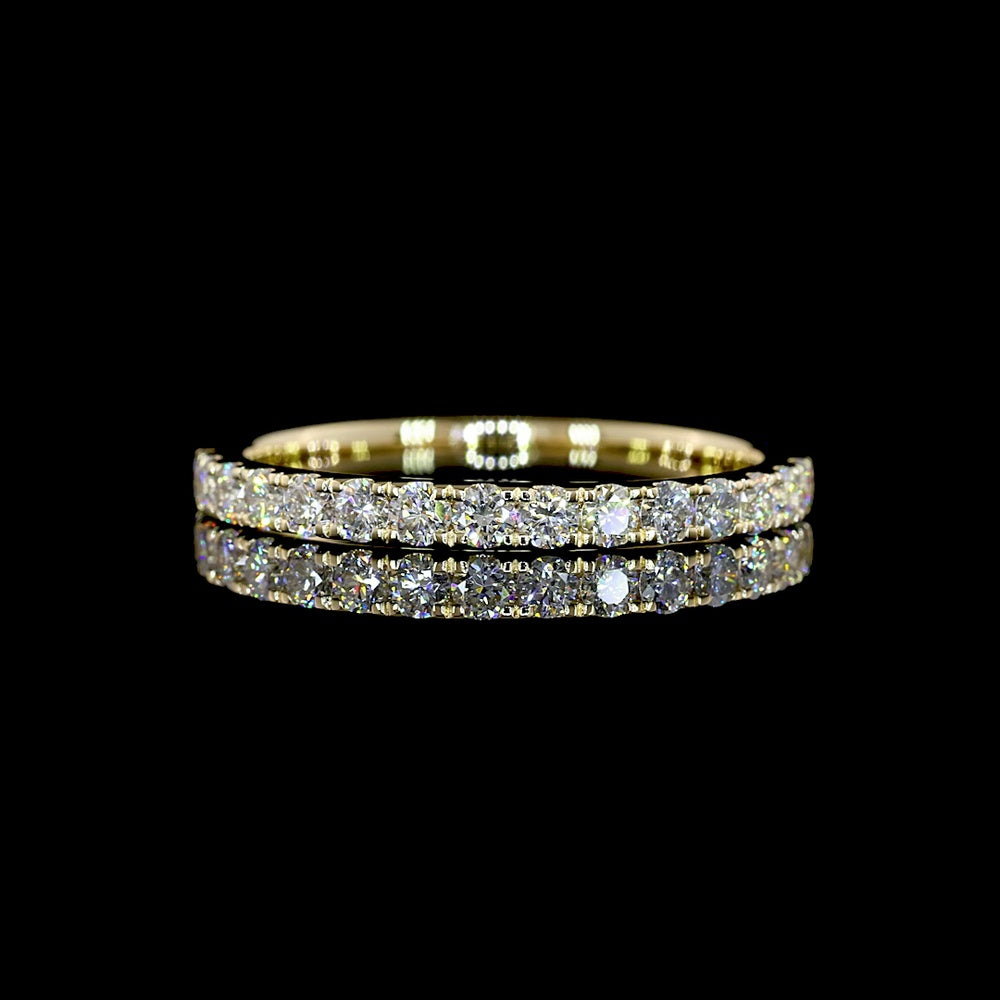 14K Yellow Gold 3/4 Eternity Band with Prong-Set Round Lab Diamonds - 15 Stones, 0.49 Carat Total Weight, E-F Color VS2 Clarity - Covaloro Fine Jewelry