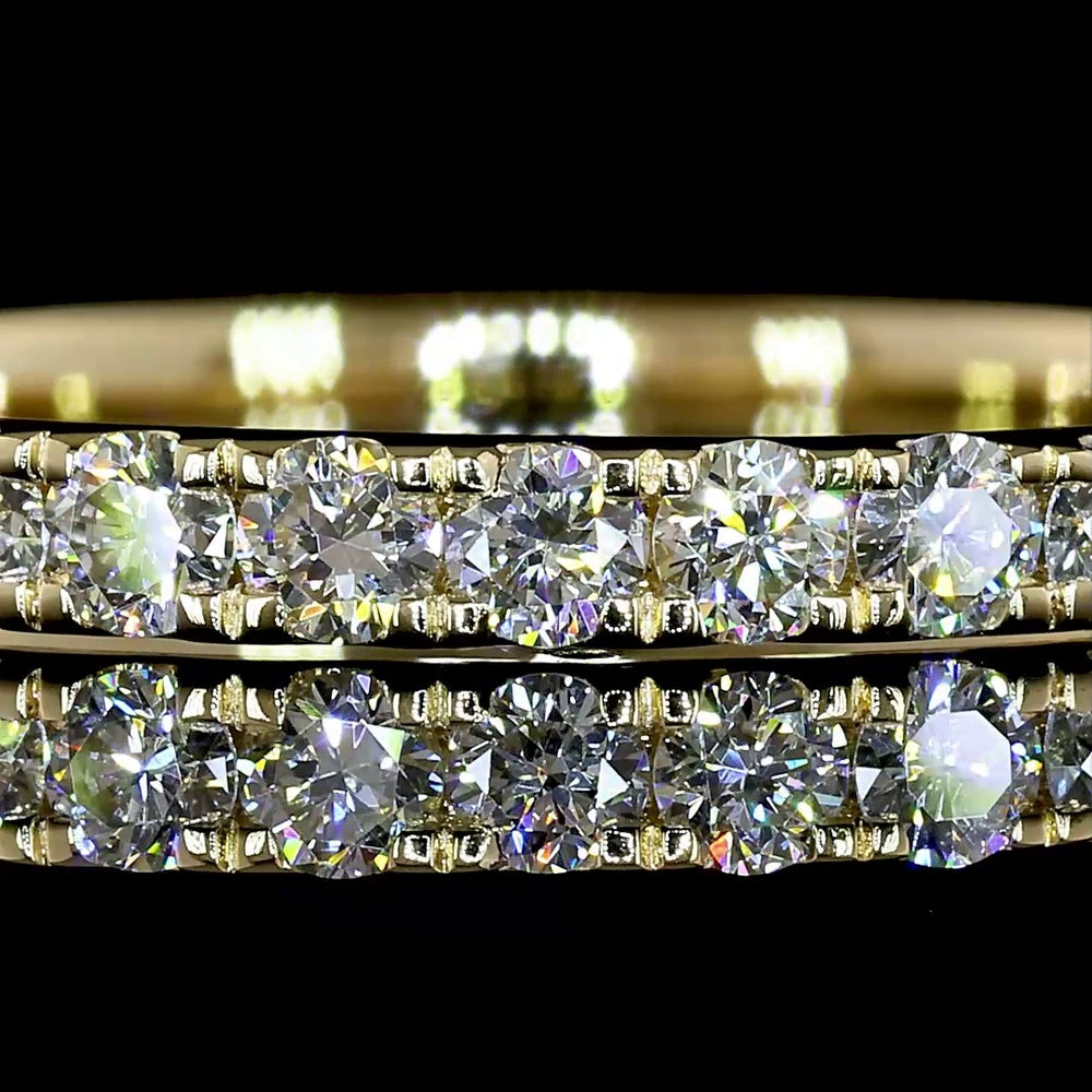 14K Yellow Gold 3/4 Eternity Band with Prong-Set Round Lab Diamonds - 15 Stones, 0.49 Carat Total Weight, E-F Color VS2 Clarity - Covaloro Fine Jewelry