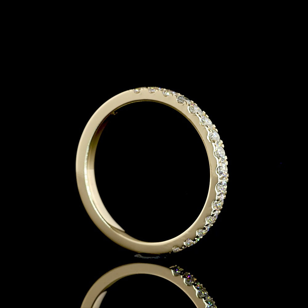 14K Yellow Gold 3/4 Eternity Band with Prong-Set Round Lab Diamonds - 15 Stones, 0.49 Carat Total Weight, E-F Color VS2 Clarity - Covaloro Fine Jewelry