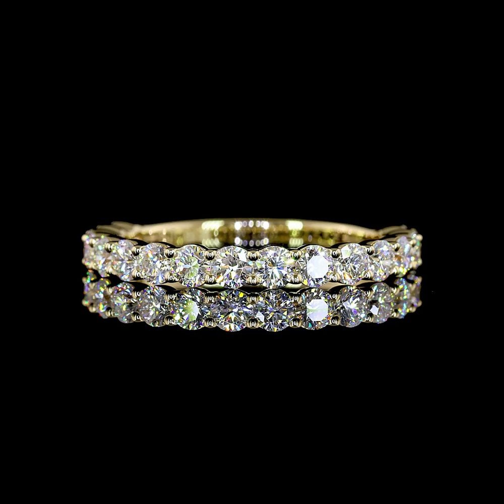 14K Yellow Gold 3/4 Eternity Band with Round Brilliant Cut Lab Diamonds - 1.06 Carats Total Diamond Weight - Covaloro Fine Jewelry