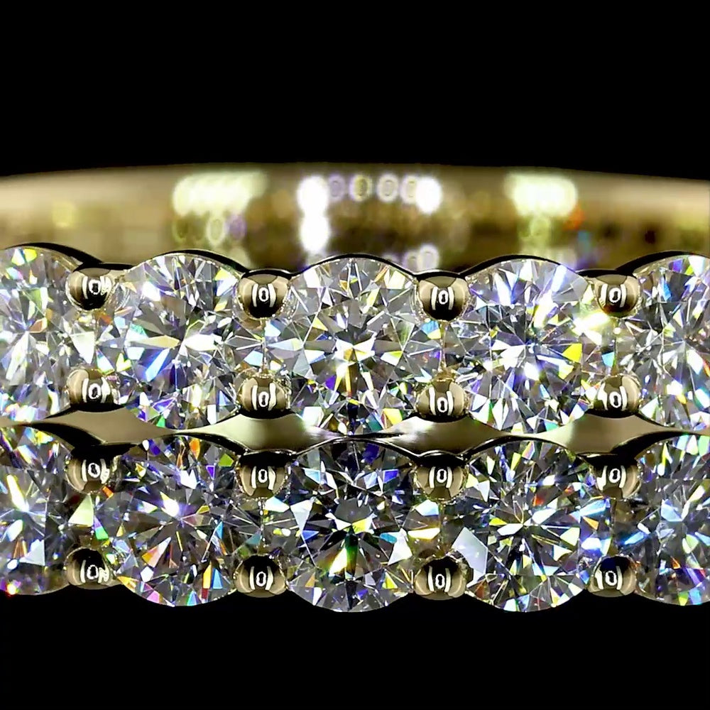 14K Yellow Gold 3/4 Eternity Band with Round Brilliant Cut Lab Diamonds - 1.06 Carats Total Diamond Weight - Covaloro Fine Jewelry
