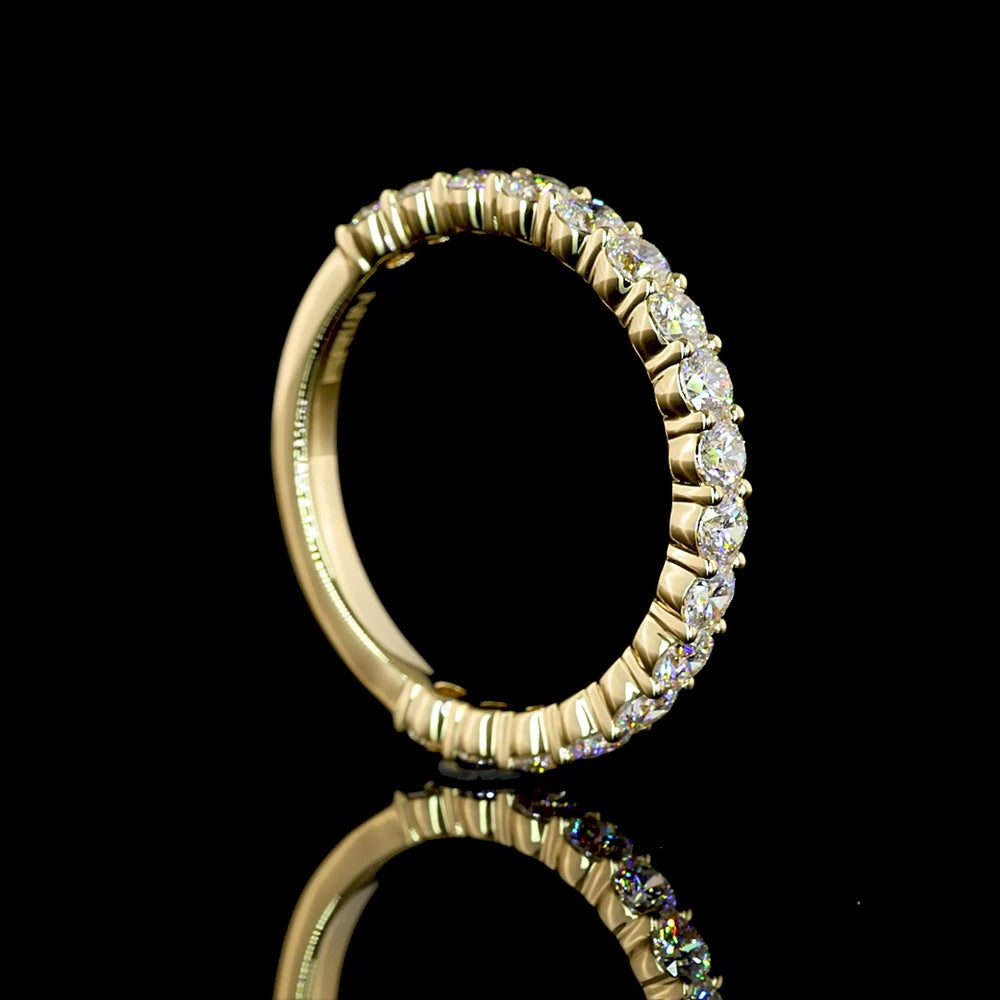 14K Yellow Gold 3/4 Eternity Band with Round Brilliant Cut Lab Diamonds - 1.06 Carats Total Diamond Weight - Covaloro Fine Jewelry