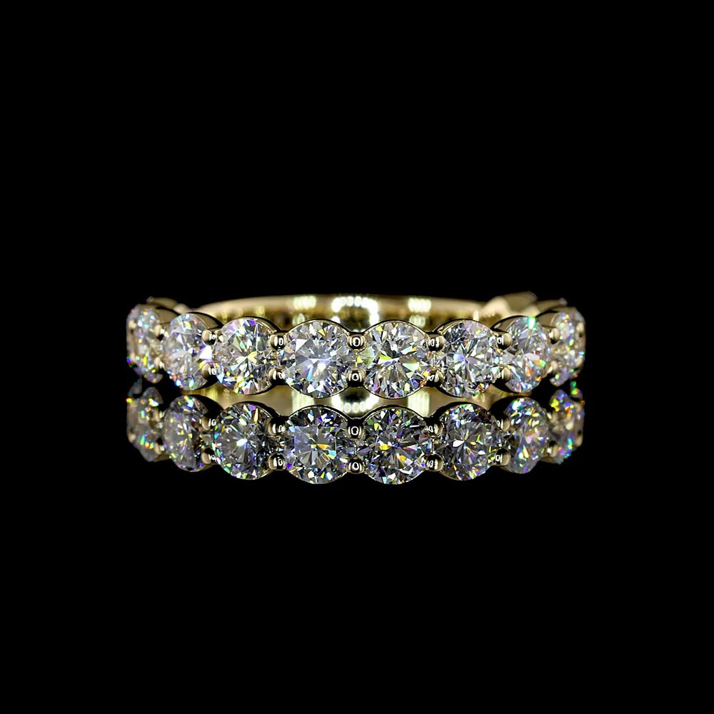 14K Yellow Gold 3/4 Eternity Band with Round Brilliant Lab Diamonds - 1.73 Carats Total Diamond Weight - Covaloro Fine Jewelry