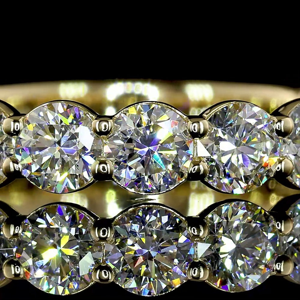 14K Yellow Gold 3/4 Eternity Band with Round Brilliant Lab Diamonds - 1.73 Carats Total Diamond Weight - Covaloro Fine Jewelry