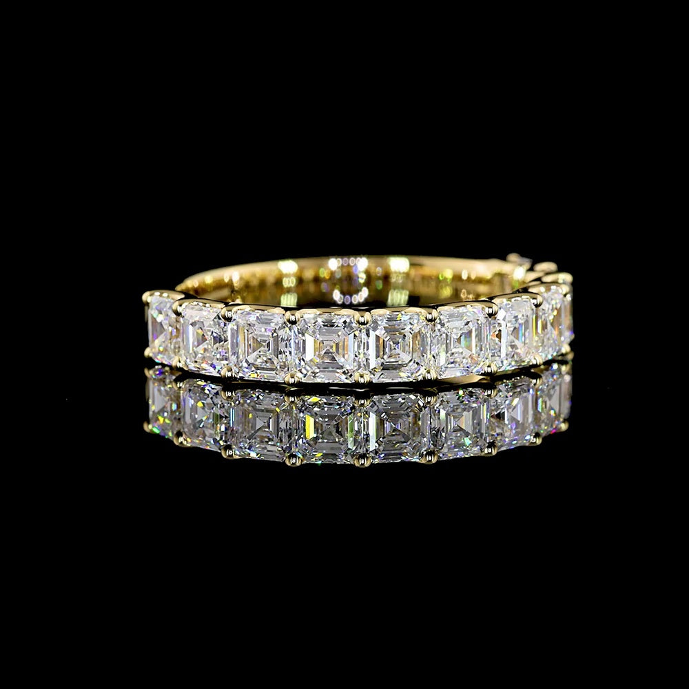14K Yellow Gold 3/4 Eternity Band with U-Prong Set Asscher Cut Lab Diamonds - 1.96 Carats Total Diamond Weight - Covaloro Fine Jewelry
