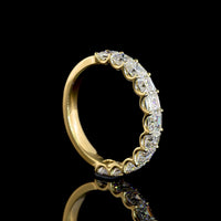 14K Yellow Gold 3/4 Eternity Band with U-Prong Set Asscher Cut Lab Diamonds - 1.96 Carats Total Diamond Weight - Covaloro Fine Jewelry