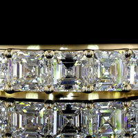 14K Yellow Gold 3/4 Eternity Band with U-Prong Set Asscher Cut Lab Diamonds - 2.20 Carats Total Diamond Weight - Covaloro Fine Jewelry