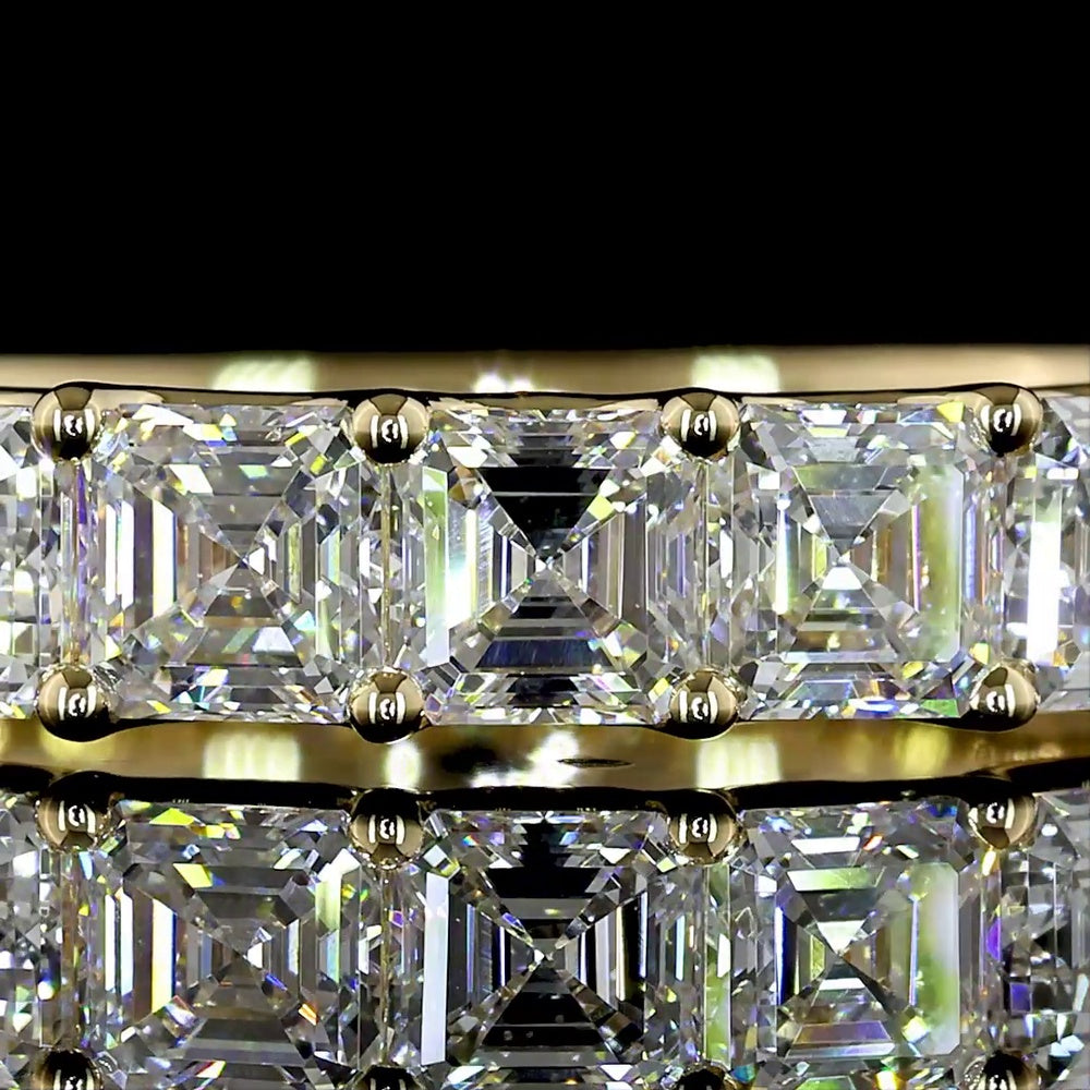 14K Yellow Gold 3/4 Eternity Band with U-Prong Set Asscher Cut Lab Diamonds - 2.20 Carats Total Diamond Weight - Covaloro Fine Jewelry