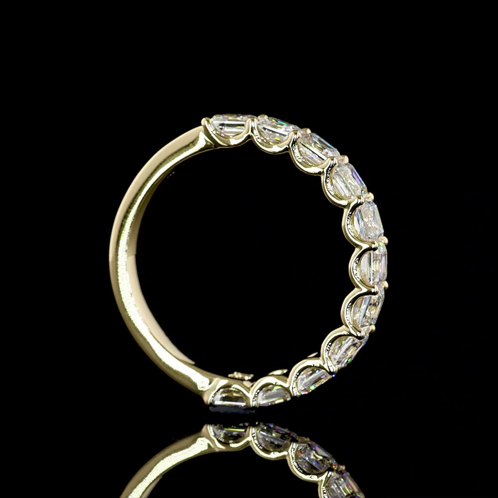 14K Yellow Gold 3/4 Eternity Band with U-Prong Set Asscher Cut Lab Diamonds - 2.20 Carats Total Diamond Weight - Covaloro Fine Jewelry