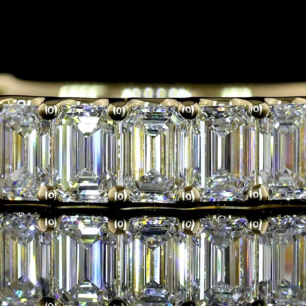 14K Yellow Gold 3/4 Eternity Band with U-Prong Set Emerald Cut Lab Diamonds - 2.09 Carat Total Weight, E-F Color VS Clarity - Covaloro Fine Jewelry