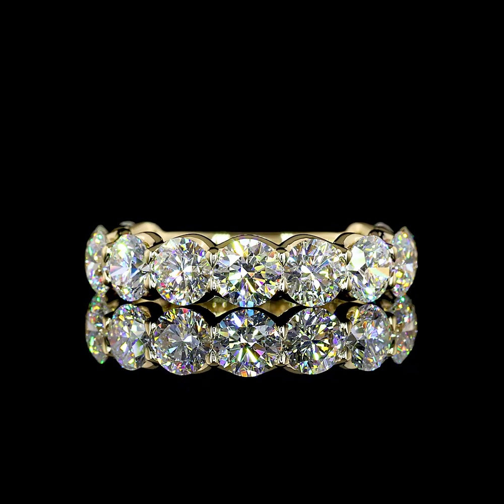 14K Yellow Gold 3/4 Eternity Band with U-Prong Set Round Brilliant Lab Diamonds - 3.30 Carat Total Weight - Covaloro Fine Jewelry