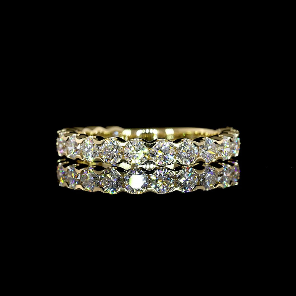 14K Yellow Gold 3/4 Eternity Band with U-Prong Set Round Lab Diamonds - 1.36 Carat Total Weight - Covaloro Fine Jewelry