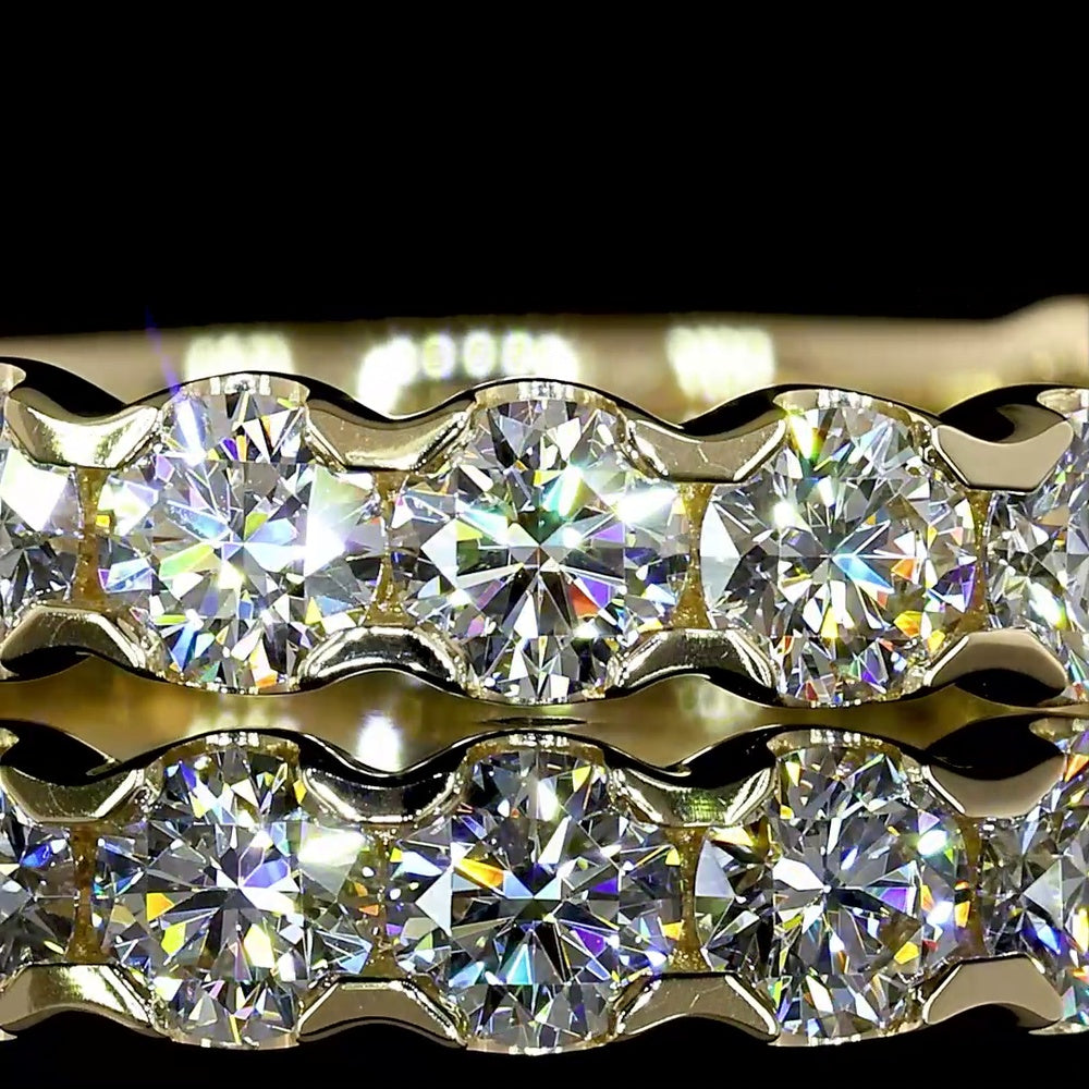 14K Yellow Gold 3/4 Eternity Band with U-Prong Set Round Lab Diamonds - 1.36 Carat Total Weight - Covaloro Fine Jewelry