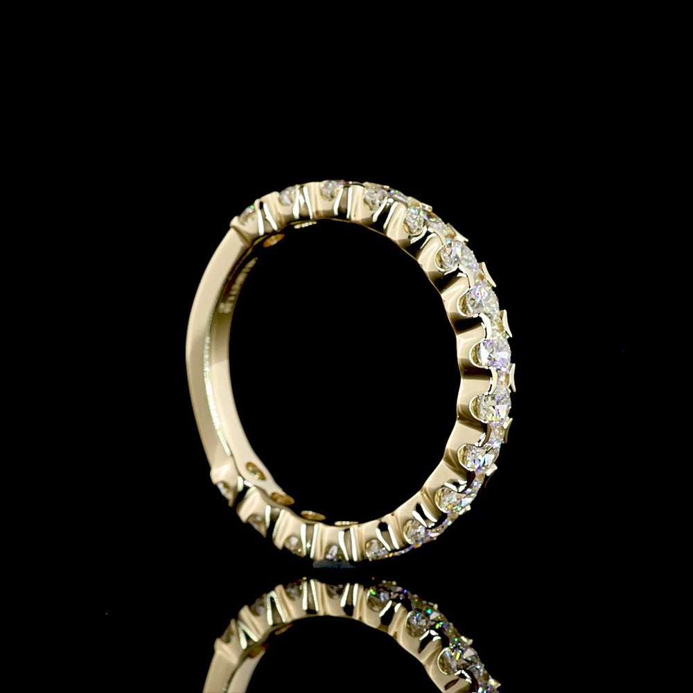 14K Yellow Gold 3/4 Eternity Band with U-Prong Set Round Lab Diamonds - 1.36 Carat Total Weight - Covaloro Fine Jewelry