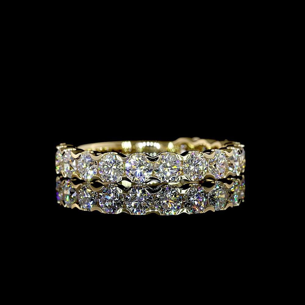 14K Yellow Gold 3/4 Eternity Band with U-Prong Set Round Lab Diamonds - 1.71 Carats Total Diamond Weight - Covaloro Fine Jewelry