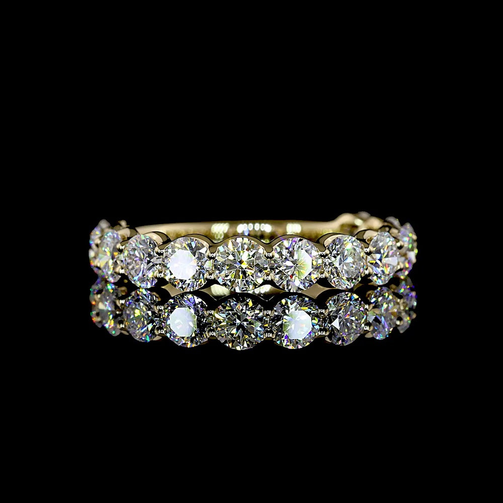14K Yellow Gold 3/4 Eternity Band with U-Prong Set Round Lab Diamonds - 1.93 Carats Total Diamond Weight - Covaloro Fine Jewelry