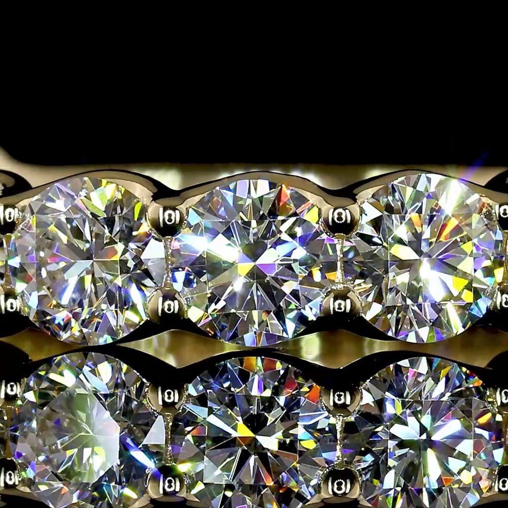 14K Yellow Gold 3/4 Eternity Band with U-Prong Set Round Lab Diamonds - 2.07 Carats Total Diamond Weight - Covaloro Fine Jewelry