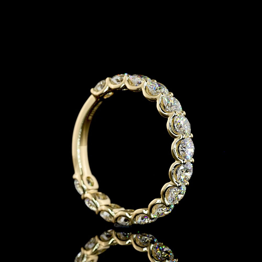 14K Yellow Gold 3/4 Eternity Band with U-Prong Set Round Lab Diamonds - 2.07 Carats Total Diamond Weight - Covaloro Fine Jewelry