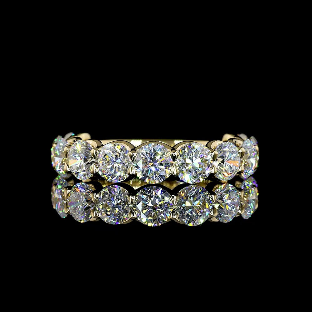 14K Yellow Gold 3/4 Eternity Band with U-Prong Set Round Lab Diamonds - 3.59 Carats Total Diamond Weight - Covaloro Fine Jewelry