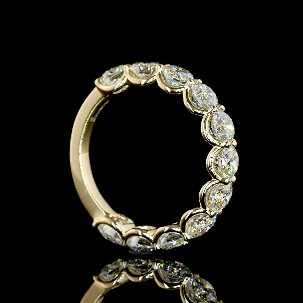 14K Yellow Gold 3/4 Eternity Band with U-Prong Set Round Lab Diamonds - 3.59 Carats Total Diamond Weight - Covaloro Fine Jewelry