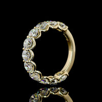 14K Yellow Gold 3/4 Eternity Band with U-Prong Set Round Lab Diamonds - 3.59 Carats Total Diamond Weight - Covaloro Fine Jewelry