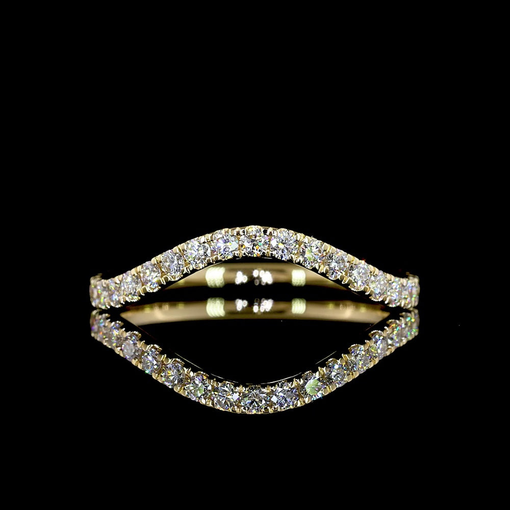 14K Yellow Gold 3/4 Eternity Contour Band with 23 Round Brilliant Cut Lab Diamonds - 0.42 Carat Total Weight, E-F Color VS Clarity - Covaloro Fine Jewelry