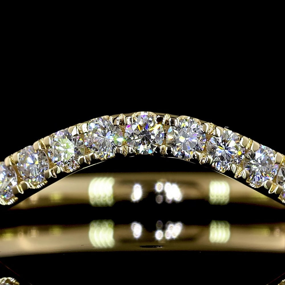 14K Yellow Gold 3/4 Eternity Contour Band with 23 Round Brilliant Cut Lab Diamonds - 0.42 Carat Total Weight, E-F Color VS Clarity - Covaloro Fine Jewelry